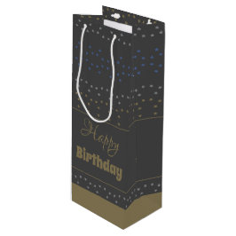 Ein dunkelgrauer Weinbeutel mit Sternen zum Geburt Geschenktüte Für Weinflaschen