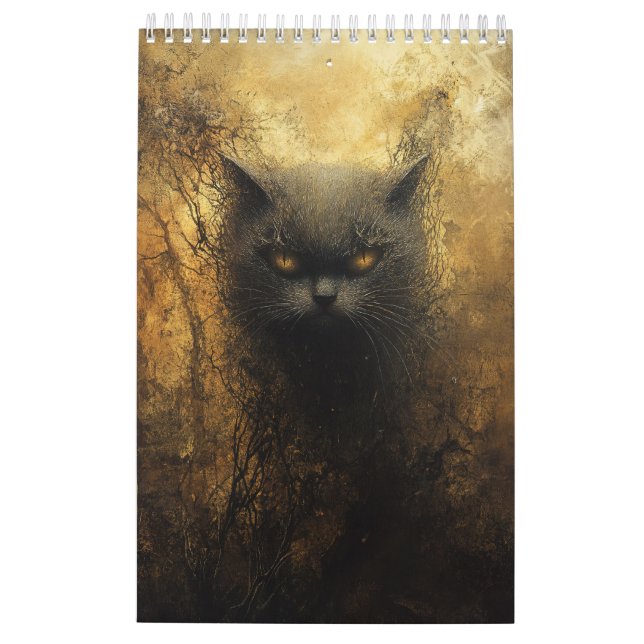 Ein dunkler Cat Art-Kalender Kalender (Rückseite)
