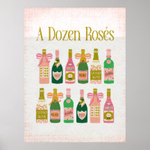 Ein Dutzend Rosés Pink Champagne Flaschen Wein Bar