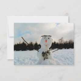 Ein echter Schneemann und ein winterliches Foto Dankeskarte