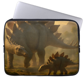 Ein edler, erwachsener Stegosaurus, der seine jung Laptopschutzhülle
