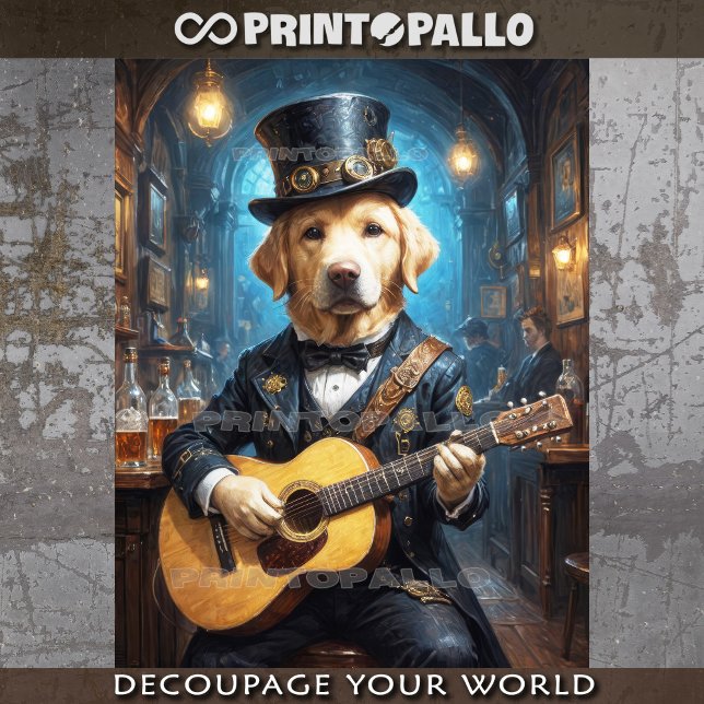 Ein edler Labrador-Hund, der Gitarre spielt - Seidenpapier (Von Creator hochgeladen)