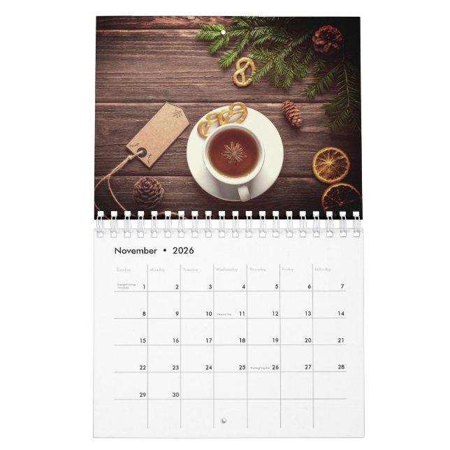 Ein einfacher Lebenskalender, rustikaler und einfa Kalender (Nov 2026)