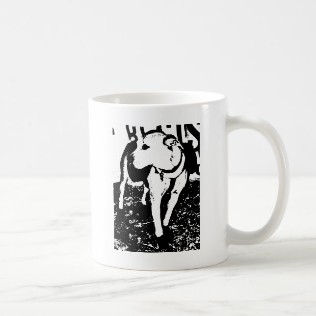 Ein einfarbiges Mischzucht Pitbull Hündchen Kaffeetasse (Rechts)