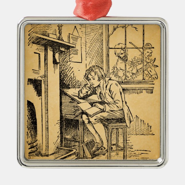 Ein einsamer Junge Silbernes Ornament (Vorne)
