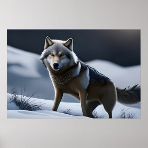 Ein einsamer Wolf auf der Jagd Poster