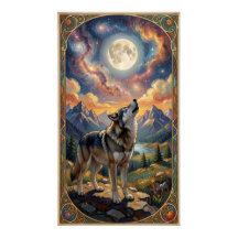Ein einsamer Wolf heult den Mond an