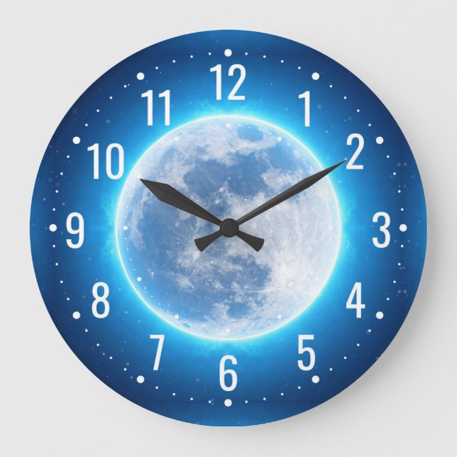 Ein einzigartiger und großer Mond im Weltraum - Ma Große Wanduhr (Vorderseite)