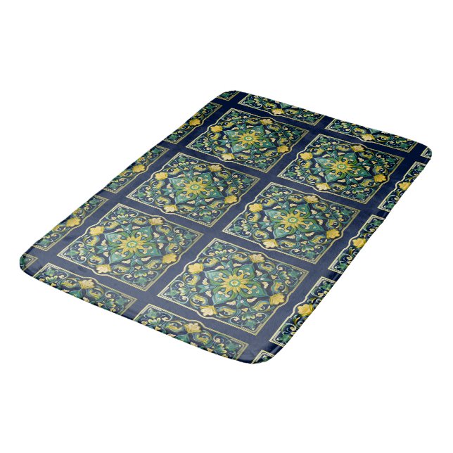 💛 💚 💙 ein einzigartiges Azulejo Masterpiece Badematte (Schrägansicht)