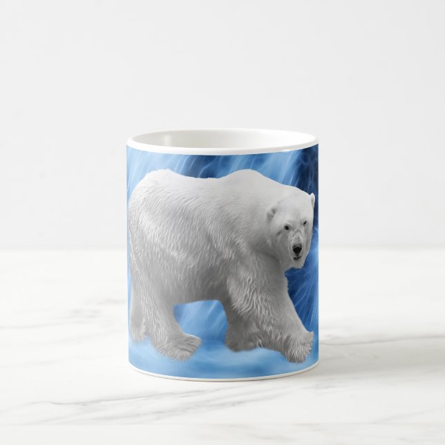 Ein Eisbär am gefrorenen Wasserfall Kaffeetasse (Mittel)