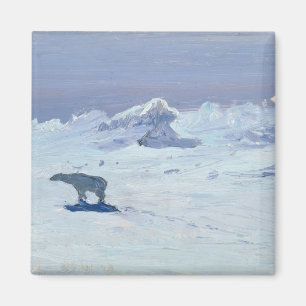Ein Eisbär, der in Moonlit Nacht, 1899 jagt Magnet