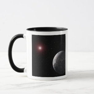 Ein eiskalter, felsiger Planet, der einen dunklen  Tasse