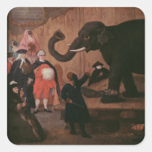 Ein Elefant in Venedig (Öl auf Leinwand) Quadratischer Aufkleber