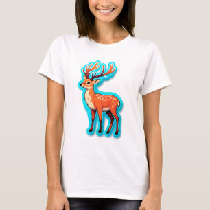 Ein eleganter Hirsch, der in einem verzauberten Wa T-Shirt