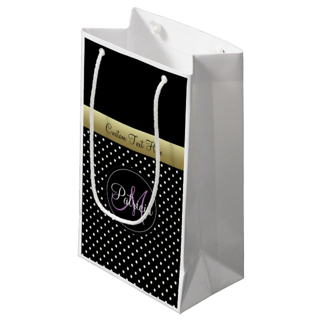 Ein elegantes, benutzerdefinierbares Textmonogramm Kleine Geschenktüte (Vorderseite Schrägansicht)