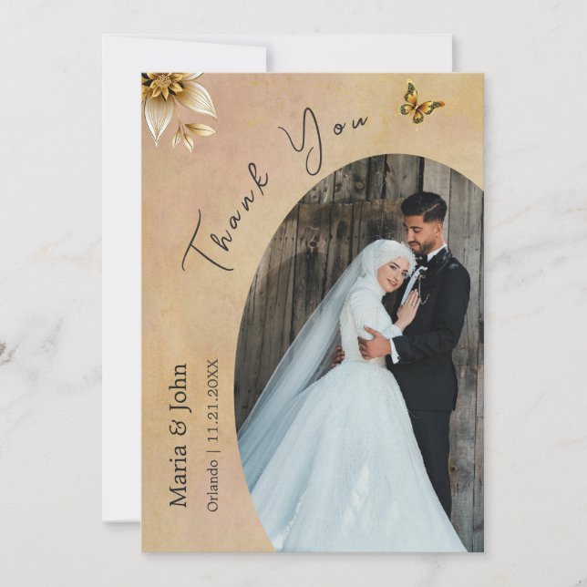 Ein elegantes Foto für benutzerdefinierte Hochzeit Dankeskarte (Vorderseite)