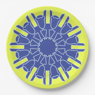 Ein elegantes gelb-blaues klassisches Design Pappteller