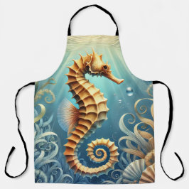 Ein elegantes Seepferd, das unter Wasser schwimmt Schürze