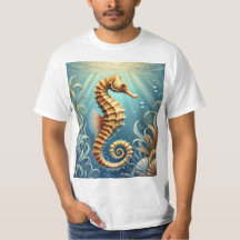Ein elegantes Seepferd, das unter Wasser schwimmt