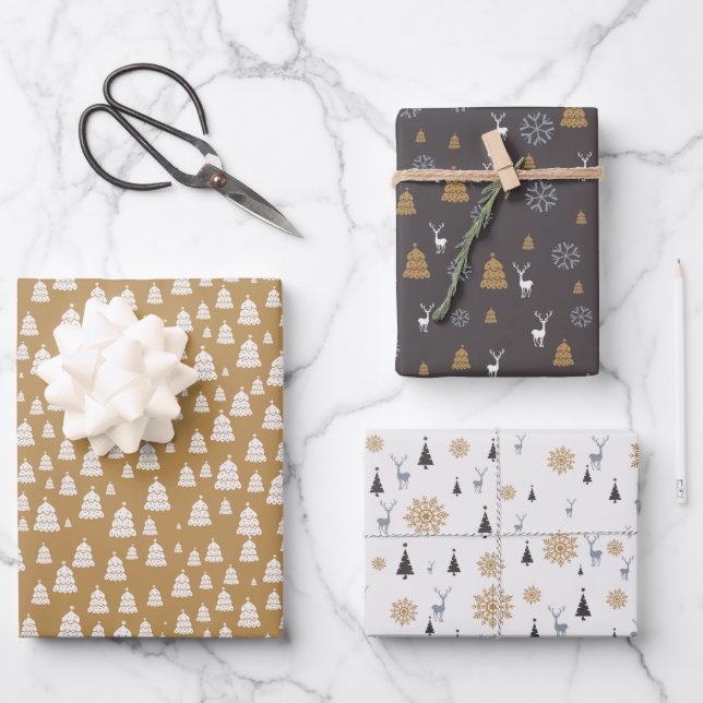 Ein elegantes Weihnachten Geschenkpapier Set (Vorderseite)