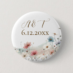 Ein elegantes Wildblumen-Hochzeitstag Button