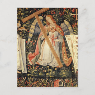 Ein Engel, der das Kreuz trägt Postkarte