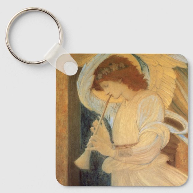 Ein Engel, der Flageolet von Burne Jones spielt Schlüsselanhänger (Vorderseite)