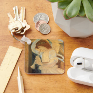 Ein Engel, der Flageolet von Burne Jones spielt Schlüsselanhänger
