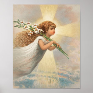 Ein Engel im Himmel, der Weihnachten hält Poster