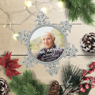 Ein Engel im Himmel Personalisiertes Foto-Memorial Schneeflocken Zinn-Ornament