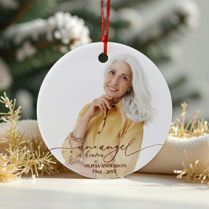 Ein Engel im Himmel   Rose Foil Memorial Foto Keramik Ornament