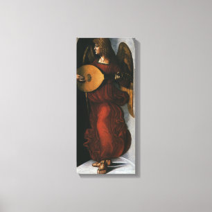 Ein Engel in Rot mit Lute von Leonardo da Vinci Leinwanddruck