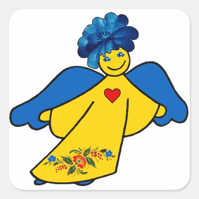 Ein Engel mit offenem Herzen Quadratischer Aufkleber (Vorderseite)