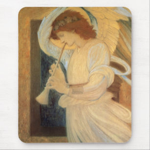 Ein Engel spielt Flageolett von Burne Jones Mousepad