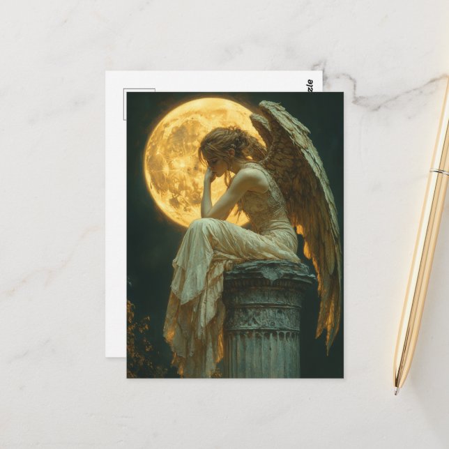 Ein Engel und der Mond Postkarte (Vorderseite/Rückseite Beispiel)