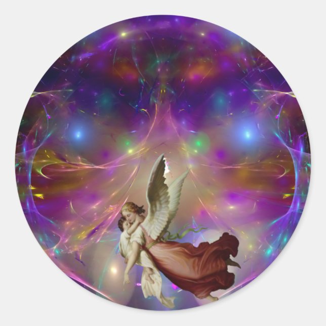 Ein Engel wartet Runder Aufkleber (Vorderseite)