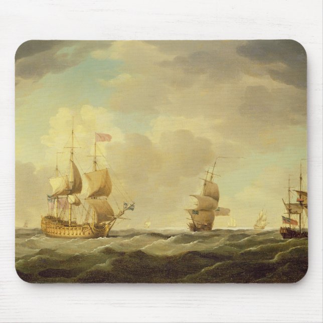 Ein englisches Flaggschiff unter einfachem Segel Mousepad (Vorne)
