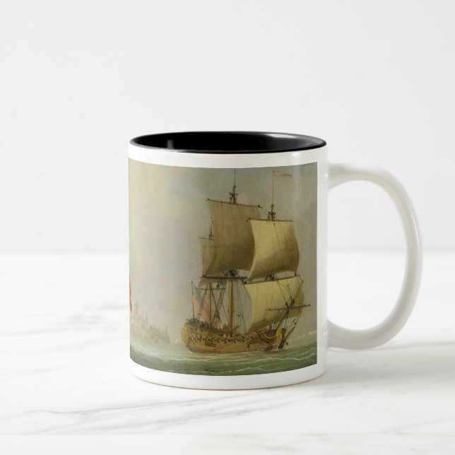 Ein englisches Sloop und eine Fregatte in einer Zweifarbige Tasse (Rechts)