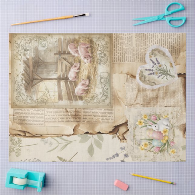 Ein Ephemera Oster-Serie-Design #11 Seidenpapier (Basteln)
