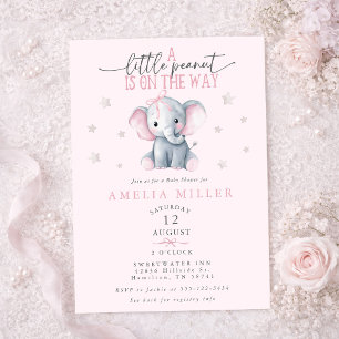 Ein Erdnuss auf dem Weg Elefant Rosa Babyparty Einladung