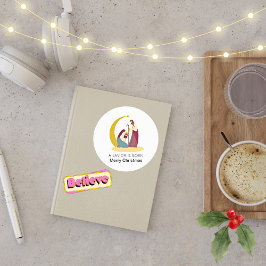 Ein Erretter ist Geboren frohe Weihnachtskrippe Runder Aufkleber