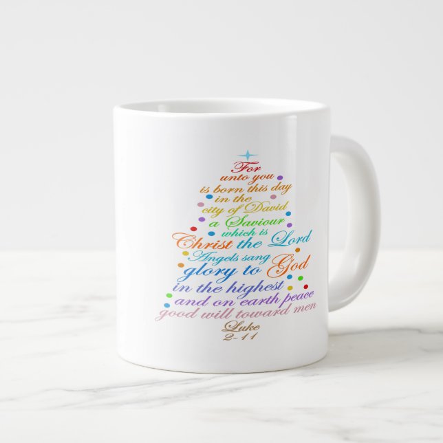 Ein Erretter ist Geboren Luke 2-11 Weihnachtsbaum  Jumbo-Tasse (Vorderseite Rechts)