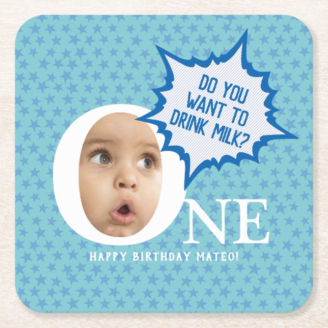 Ein erster Geburtstag personalisiert Rechteckiger Pappuntersetzer (Vorderseite)