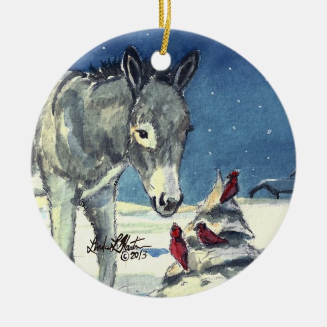 Ein Esel für Weihnachtsverzierungen Keramik Ornament (Vorne)