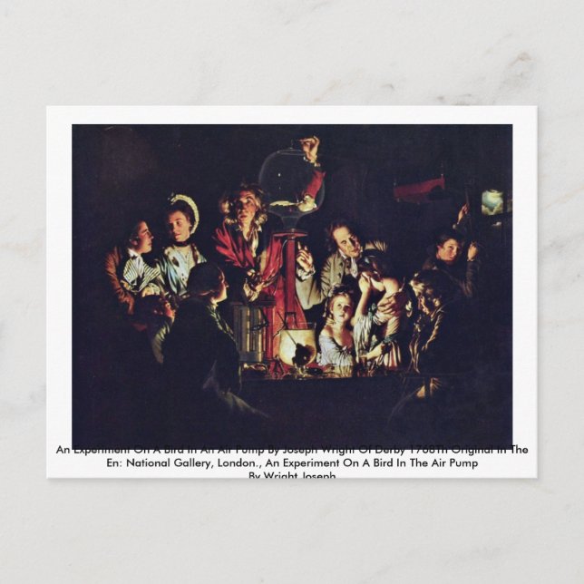Ein Experiment an einem Vogel in einer Luftpumpe Postkarte (Vorderseite)