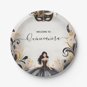 Ein Extravaganter Prom Masquerade Ball Quinceanera Pappteller