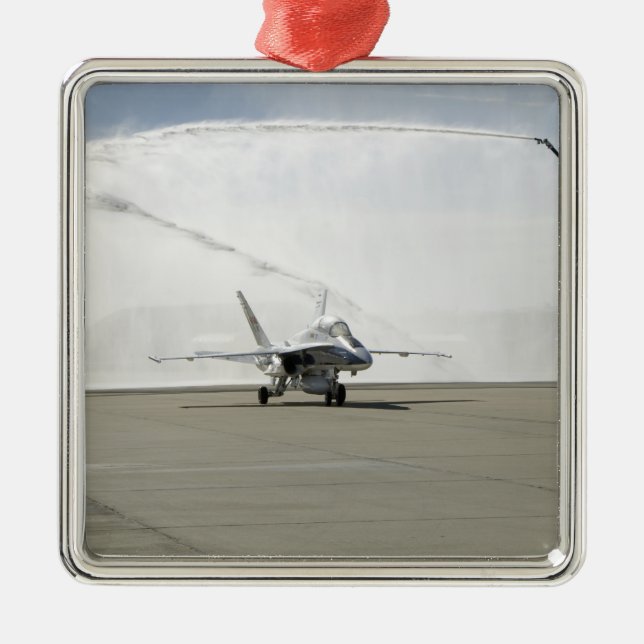 Ein F-18-Flugzeug Silbernes Ornament (Vorne)