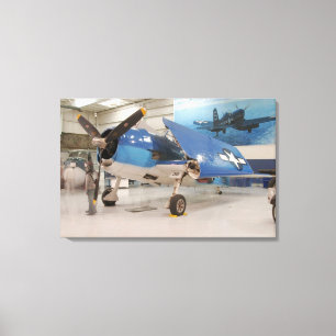 Ein F-6F Hellcat-Weltkriegkämpfer-Flugzeug an Leinwanddruck