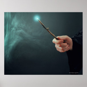 Ein Fantasie-Zauberer, der Magie mit Wand. macht Poster