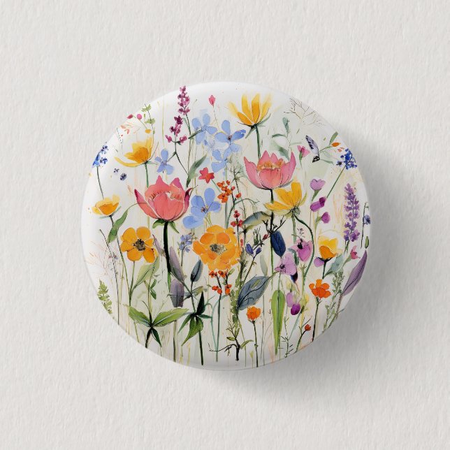 Ein fantastisches florales Design, wilde Blumen  Button (Vorderseite)